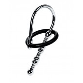 Серебристый уретральный плаг-бусины TOYFA Metal с мягким фиксириющим кольцом - ToyFa - купить с доставкой в Сочи