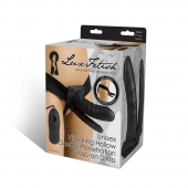 Полый страпон с двумя отростками и вибрацией Unisex Vibrating Hollow Strap-On Double Penetrating Dildo - 17,8 см. - Lux Fetish - купить с доставкой в Сочи