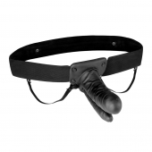 Полый страпон с двумя отростками и вибрацией Unisex Vibrating Hollow Strap-On Double Penetrating Dildo - 17,8 см. - Lux Fetish - купить с доставкой в Сочи