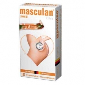 Розовые презервативы Masculan Ultra Long Pleasure с колечками, пупырышками и продлевающим эффектом - 10 шт. - Masculan - купить с доставкой в Сочи