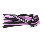 Черно-розовая плеть из замши - 58 см. - БДСМ Арсенал - купить с доставкой в Сочи