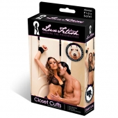 Черные фиксаторы с креплением к двери - Lux Fetish - купить с доставкой в Сочи