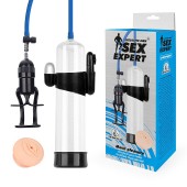 Прозрачная вакуумная вибропомпа Sex Expert с насадкой-вагиной - Sex Expert - в Сочи купить с доставкой