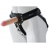 Черный пояс-трусики с насадкой  Гламур Dana  - 15,5 см. - LOVETOY (А-Полимер) - купить с доставкой в Сочи