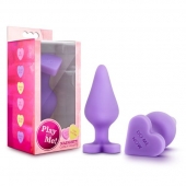 Фиолетовая анальная пробка Naughty Candy Heart Do Me Now - 8,9 см. - Blush Novelties - купить с доставкой в Сочи