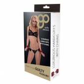 Красно-чёрные наручники на металлической цепочке - Blush Novelties - купить с доставкой в Сочи