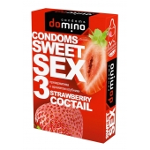Презервативы для орального секса DOMINO Sweet Sex с ароматом клубничного коктейля  - 3 шт. - Domino - купить с доставкой в Сочи