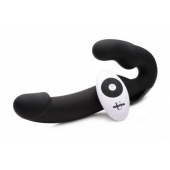 Черный безремневой страпон Urge Silicone Strap On с пультом ДУ - 24 см. - XR Brands - купить с доставкой в Сочи