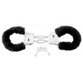 Меховые чёрные наручники Beginner s Furry Cuffs - Pipedream - купить с доставкой в Сочи