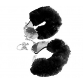 Металлические наручники Furry Love Cuffs с черным мехом - Pipedream - купить с доставкой в Сочи