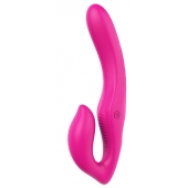 Ярко-розовый безремневой страпон REMOTE DOUBLE DIPPER - 22 см. - Dream Toys - купить с доставкой в Сочи