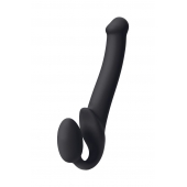 Черный безремневой страпон Silicone Bendable Strap-On M - Strap-on-me - купить с доставкой в Сочи