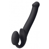 Черный безремневой страпон Silicone Bendable Strap-On M - Strap-on-me - купить с доставкой в Сочи