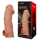 Телесная насадка на фаллос с отверстием для мошонки EXTREME SLEEVE - 17,6 см. - KOKOS - в Сочи купить с доставкой