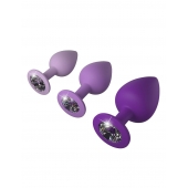 Набор из 3 фиолетовых анальных пробок со стразами Little Gems Trainer Set - Pipedream - купить с доставкой в Сочи