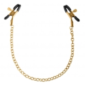 Чёрные с золотом зажимы на соски Gold Chain Nipple Clamps - Pipedream - купить с доставкой в Сочи