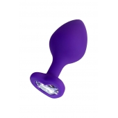 Фиолетовая анальная втулка Diamond Heart с прозрачным кристаллом - 8 см. - ToyFa - купить с доставкой в Сочи