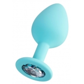 Мятная анальная втулка Brilliant с прозрачным кристаллом - 8 см. - ToyFa - купить с доставкой в Сочи