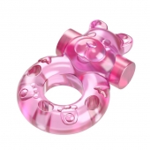 Розовое эрекционное виброкольцо на пенис Pink Bear - Baile - в Сочи купить с доставкой