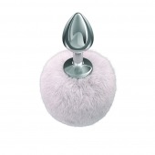 Серебристая анальная пробка с белым пушистым хвостиком Twinkle - Lola Games - купить с доставкой в Сочи