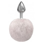 Серебристая анальная пробка с белым пушистым хвостиком Twinkle - Lola Games - купить с доставкой в Сочи