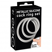 Набор из 3 эрекционных колец под металл Metallic Silicone Cock Ring Set - Orion - в Сочи купить с доставкой