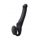 Черный безремневой вибрострапон Silicone Bendable Strap-On M - Strap-on-me - купить с доставкой в Сочи
