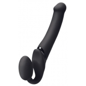 Черный безремневой вибрострапон Silicone Bendable Strap-On M - Strap-on-me - купить с доставкой в Сочи