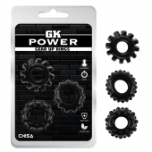 Набор из 3 черных эрекционных колец Gear Up Rings - Chisa - в Сочи купить с доставкой