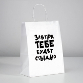 Подарочный пакет  Завтра тебе будет стыдно  - 30 х 24 см. - UPAK LAND - купить с доставкой в Сочи