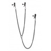 Черные зажимы на соски и клитор на цепочке DELUXE NIPPLE   CLIT CLAMPS - Dream Toys - купить с доставкой в Сочи
