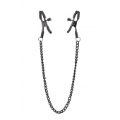 Черные зажимы на соски на цепочке BLAZE DELUXE NIPPLE CLAMPS - Dream Toys - купить с доставкой в Сочи