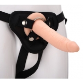 Телесный страпон на черных трусиках STRAP ON REAL DILDO - 20 см. - Dream Toys - купить с доставкой в Сочи