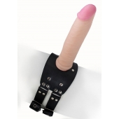 Черный узкий пояс на бедро с телесной насадкой - LOVETOY (А-Полимер) - купить с доставкой в Сочи