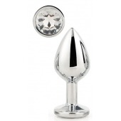 Серебристая анальная втулка с прозрачным кристаллом - 7,1 см. - Dream Toys - купить с доставкой в Сочи