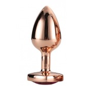 Золотистая анальная втулка с кристаллом-сердечком розового цвета - 7,1 см. - Dream Toys - купить с доставкой в Сочи