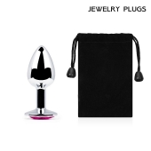 Серебристая анальная пробка с малиновым кристаллом - 7,2 см. - Anal Jewelry Plug - купить с доставкой в Сочи