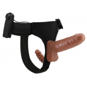 Страпон с вагинальной пробкой и вибрацией Ultra Passionate Harness - 16 см. - Baile - купить с доставкой в Сочи