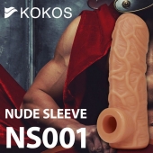Телесная открытая насадка-реалистик с подхватом мошонки Nude Sleeve L - 14 см. - KOKOS - в Сочи купить с доставкой