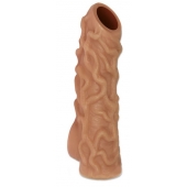 Телесная насадка с венками и открытой головкой Nude Sleeve L - 14 см. - KOKOS - в Сочи купить с доставкой