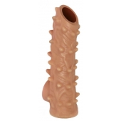 Телесная насадка с шипами и открытой головкой Nude Sleeve L - 14 см. - KOKOS - в Сочи купить с доставкой