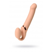 Телесный безремневой вибрострапон Vibrating Bendable Strap-On L - Strap-on-me - купить с доставкой в Сочи