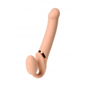 Телесный безремневой вибрострапон Vibrating Bendable Strap-On L - Strap-on-me - купить с доставкой в Сочи