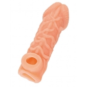 Телесная закрытая насадка с венками Cock Sleeve Size S - 13,8 см. - KOKOS - в Сочи купить с доставкой