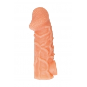 Телесная закрытая насадка с венками Cock Sleeve Size L - 17,6 см. - KOKOS - в Сочи купить с доставкой