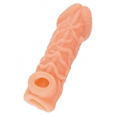 Телесная закрытая насадка с венками Cock Sleeve Size L - 17,6 см. - KOKOS - в Сочи купить с доставкой