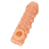 Телесная закрытая насадка с пучками шишечек Cock Sleeve Size L - 17,6 см. - KOKOS - в Сочи купить с доставкой