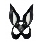 Черная маска зайки с белым мехом на ушках Miss Bunny - БДСМ Арсенал - купить с доставкой в Сочи