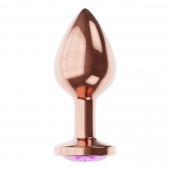 Пробка цвета розового золота с фиолетовым кристаллом Diamond Amethyst Shine S - 7,2 см. - Lola Games - купить с доставкой в Сочи