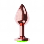 Пробка цвета розового золота с лаймовым кристаллом Diamond Emerald Shine S - 7,2 см. - Lola Games - купить с доставкой в Сочи